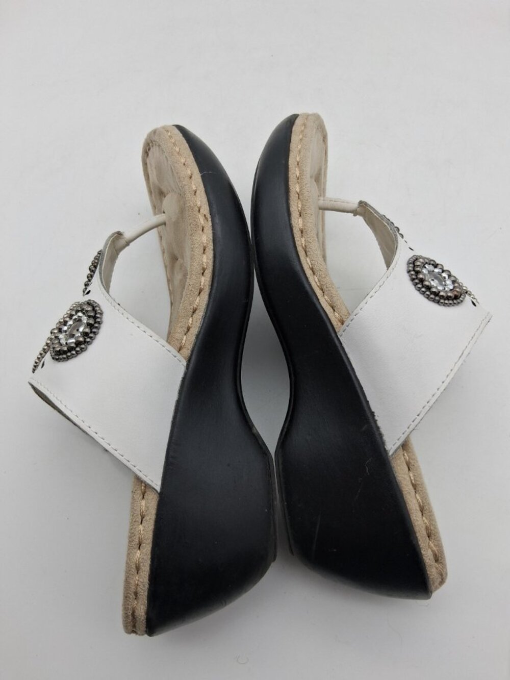 Sole Sense Ability Sandals Women’s 5.5M Flip Flops Wedge White Leather Boho - Picture 8 of 10
